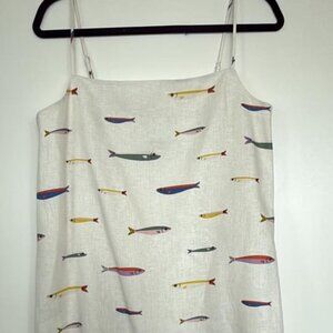 LAURA LINEN MINI DRESS POP SARDINES IVORY Size Medium